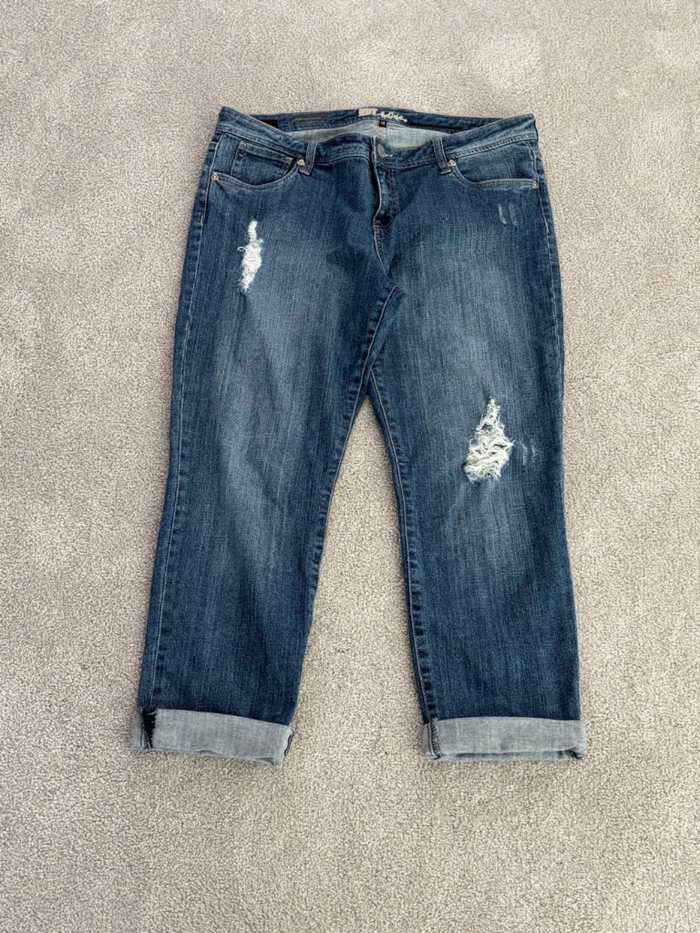Kut from the Kloth Dark Blue Ripped Boyfriend Jeans